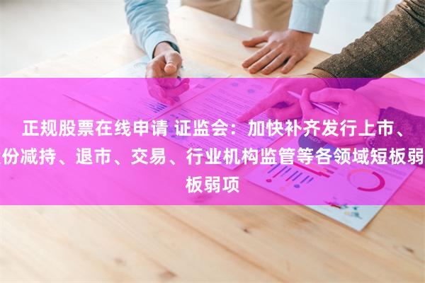 正规股票在线申请 证监会：加快补齐发行上市、股份减持、退市、交易、行业机构监管等各领域短板弱项