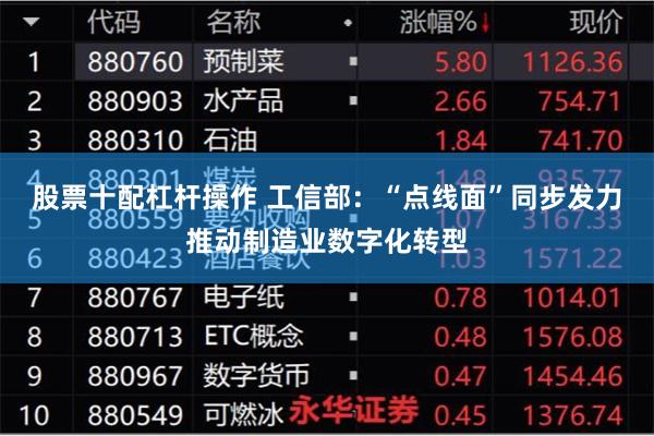 股票十配杠杆操作 工信部：“点线面”同步发力推动制造业数字化转型