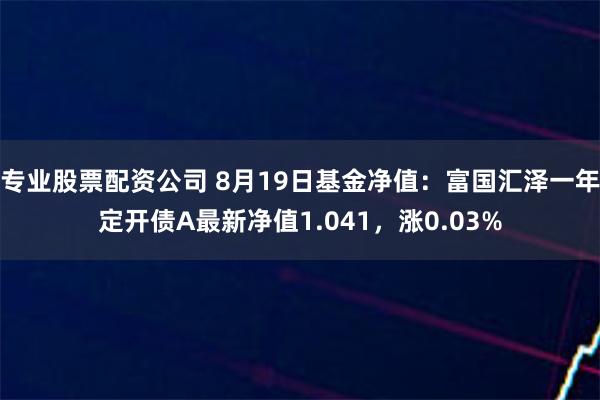 专业股票配资公司 8月19日基金净值：富国汇泽一年定开债A最新净值1.041，涨0.03%